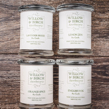 Natural scented soy candles made with essential oils from Willow & Birch Apothecary