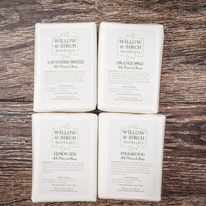 Natural scented moisturizing botanical soap with essential oils from Willow & Birch Apothecary