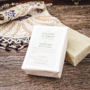 Lemon Zen natural scented moisturizing botanical soap with essential oils from Willow & Birch Apothecary
